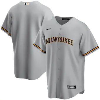 Men's Milwaukee Brewers Blank Grey Cool Base Stitched Jersey